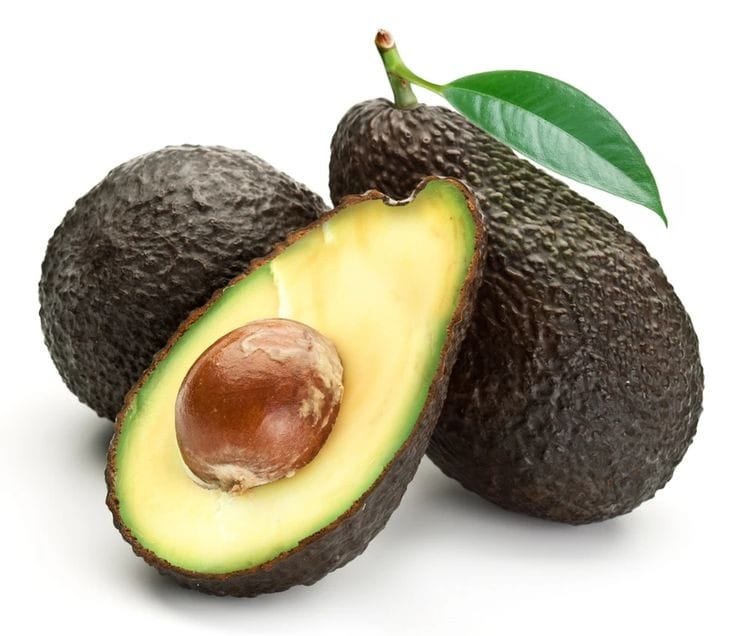 Cut avocado with leaf